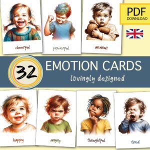 32 Emotion Cards for Children | Feelings Flashcards Montessori | PDF Download